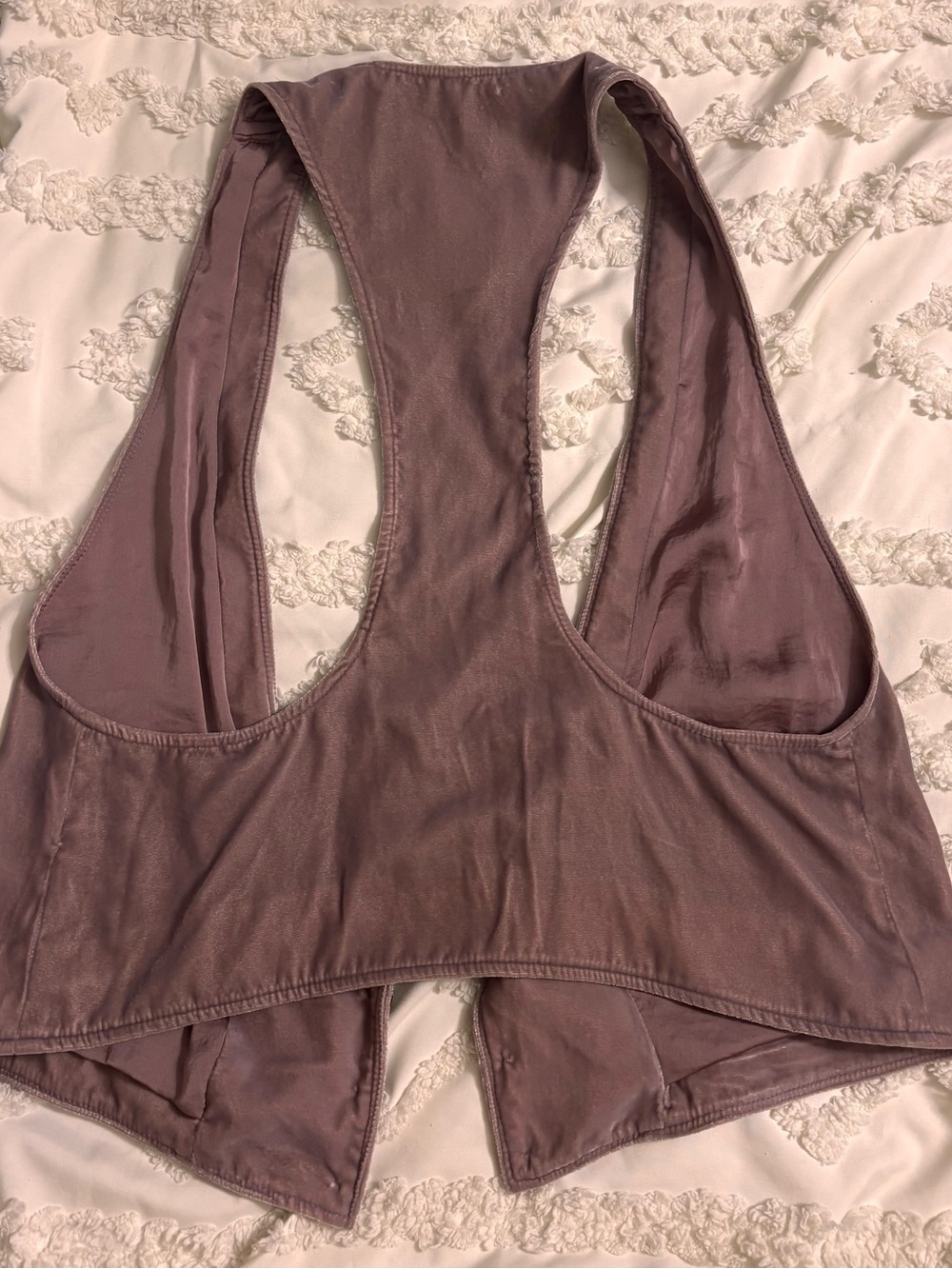 Free People Mauve velvet Button Front Bandeau Vest - Picture 2 of 3